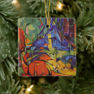Ornamento De Cerâmica Veados na Floresta II por Franz Marc, Arte Antigo