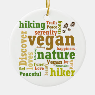Ornamento De Cerâmica Vegan Hiker Caminhando Nuvem de Palavras