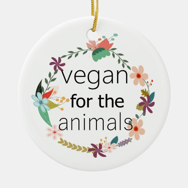 Ornamento De Cerâmica Vegan para o design floral dos animais (Frente)