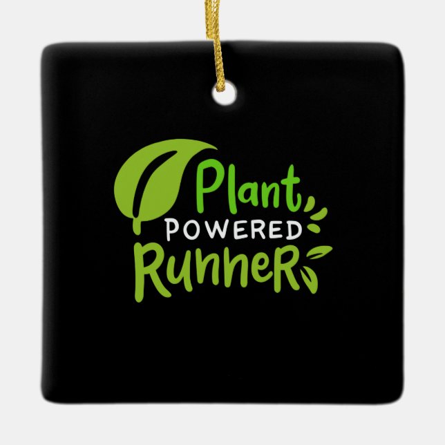 Ornamento De Cerâmica Vegan - Runner Powered (Frente)