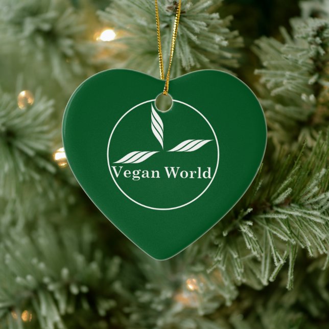 Ornamento De Cerâmica Vegan World-New Design/Logo (Árvore)