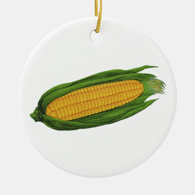 Ornamento De Cerâmica Vegetais de Comidas de safra; Milho Amarelo no for (Frente)