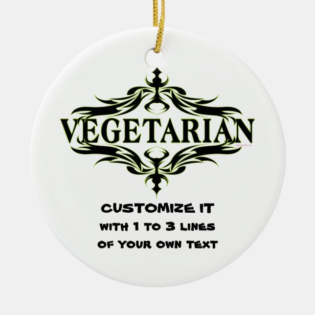Ornamento De Cerâmica Vegetariana Personalizada (Frente)