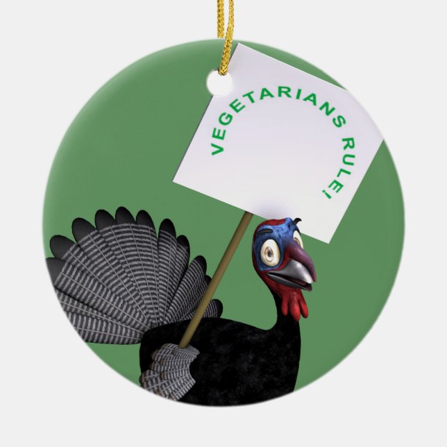 Ornamento De Cerâmica Vegetarianos Regra! (Frente)