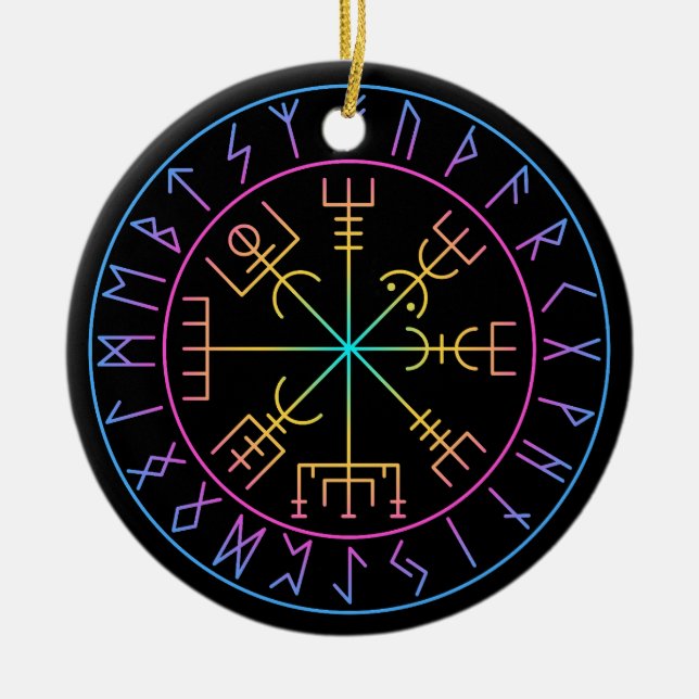 Ornamento De Cerâmica Vegvisir Viking Compass Symbol Design (Frente)