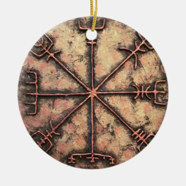 Ornamento De Cerâmica Vegvisir, Viking Rune, Rune feitiço (Frente)