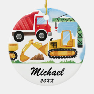 Ornamento De Cerâmica Veículo de Construção de Crianças Personalizadas, 