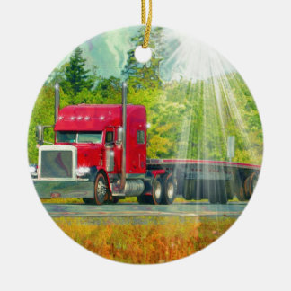 Ornamento De Cerâmica Veículo de Transporte Pesado de Caminhão Vermelho