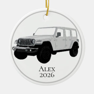 Ornamento De Cerâmica Veículo Utilitário Off-Road Cinza Claro grade de 7