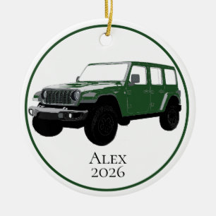 Ornamento De Cerâmica Veículo Utilitário Verde Escuro para Uso em Terren