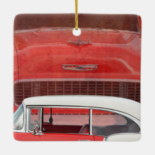 Ornamento De Cerâmica Veículos clássicos Chevy Bel Air Dodge Red White