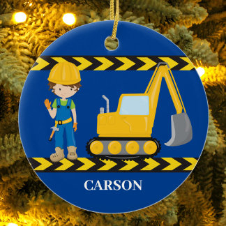 Ornamento De Cerâmica Veículos de construção Legal Blue Boys Personaliza