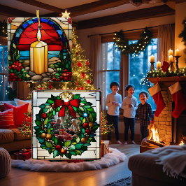 Ornamento De Cerâmica Vela de Natal Dourada Vidro Pintado Falso