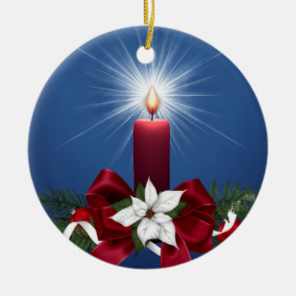 Ornamento De Cerâmica Vela vermelha do feriado do Natal