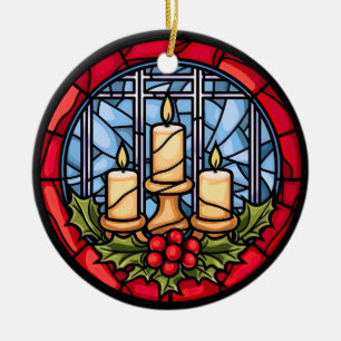 Ornamento De Cerâmica Velas de Natal de Vidro Manchado