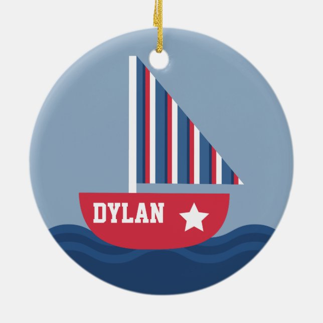 Ornamento De Cerâmica Veleiro bonito náutico para miúdos (Traseira)