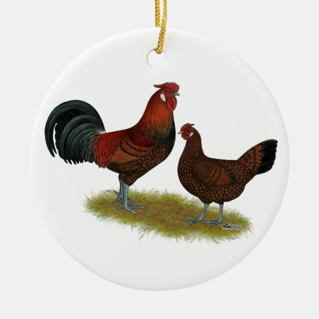 Ornamento De Cerâmica Velha Fowl Inglês (Frente)