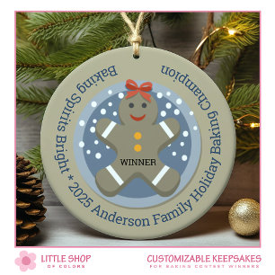Ornamento De Cerâmica Vencedor do Concurso Cookie Baking de Natal