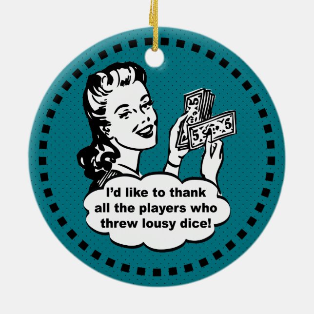 Ornamento De Cerâmica Vencedor do jogo dos dados (Traseira)