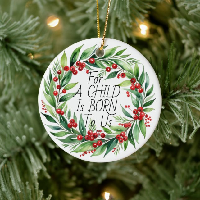 Ornamento De Cerâmica Veneração Natal ''Uma Criança' Wreath Natal (Árvore)