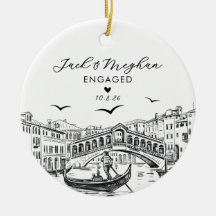 Veneza Itália Engajada Gondola Esboço Personalizad