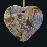 Ornamento De Cerâmica Veneza Itália Viagem Vintage Arte Colorida Bonito<br><div class="desc">Esta colagem veneziana vintage é sobre visitar a bela cidade de Veneza. A nossa colagem veneziana incorpora pedaços de papel antigos de belas imagens - um casal apaixonado, o leão de Veneza, o Grande Canal, os barcos Gondola, a Ponte do Rialto, a paisagem da cidade de Veneza, e por um...</div>