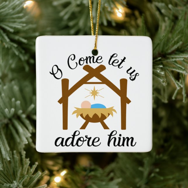 Ornamento De Cerâmica Venha, Vamos Adorá-Lo (Árvore)