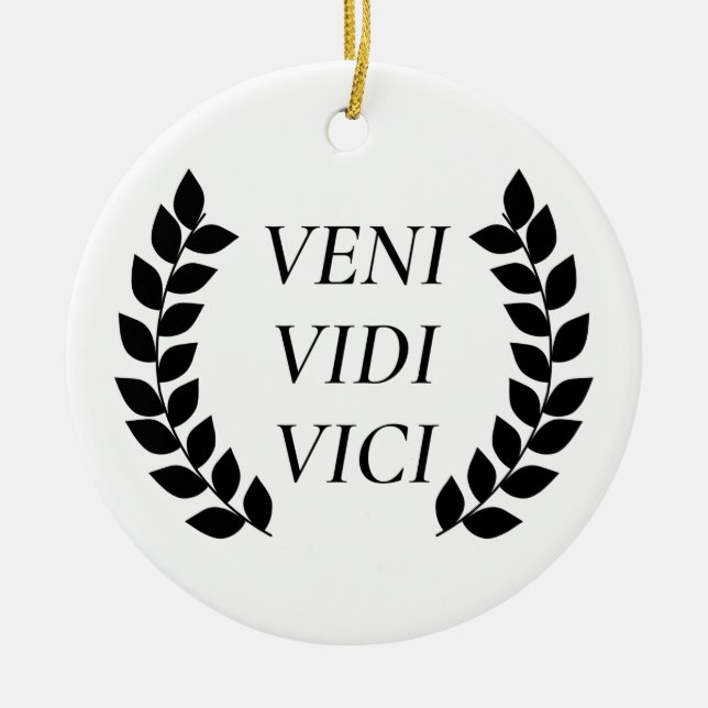 Ornamento De Cerâmica Veni Vidi Vici (Frente)