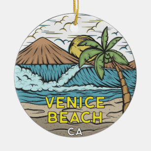 Ornamento De Cerâmica Venice Beach California Vintage
