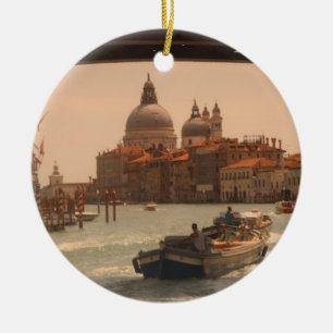 Ornamento De Cerâmica Venice Itália Grande Canal Vintage