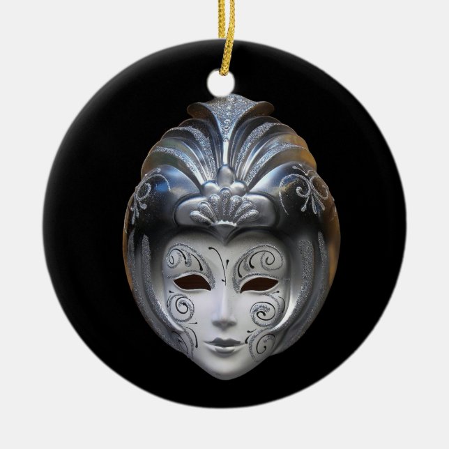Ornamento De Cerâmica Ventian Mask Ornament (Frente)