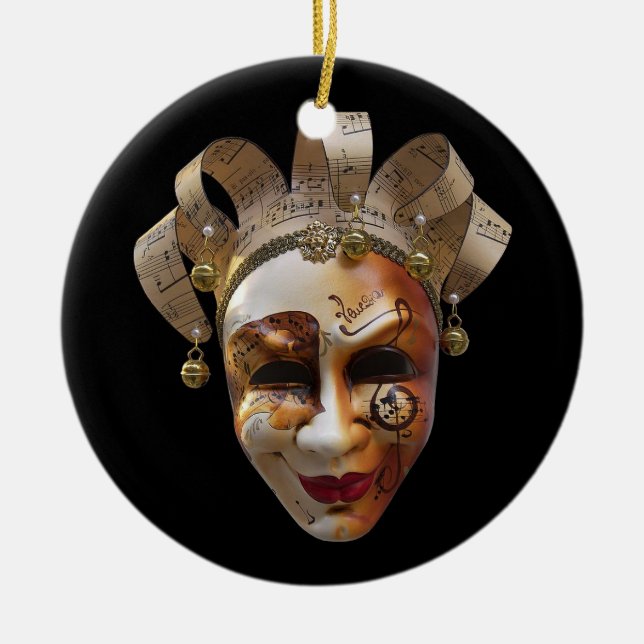 Ornamento De Cerâmica Ventian Mask Ornament (Frente)