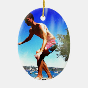 Ornamento De Cerâmica Verão Sun Slacklining