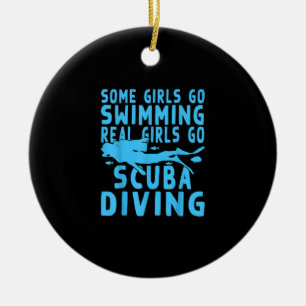 Ornamento De Cerâmica Verdadeiro Scuba Mergulhando Meninas Algumas Vão