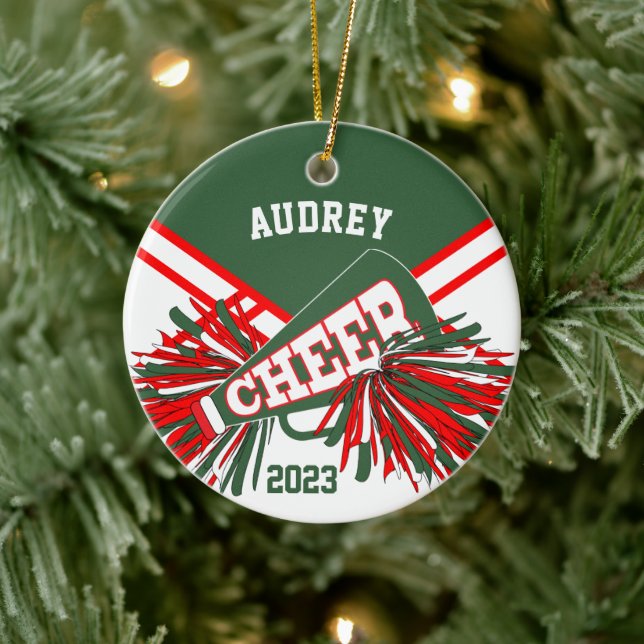 Ornamento De Cerâmica Verde Caçador, Vermelho, Branco - 📣 💖 (Árvore)