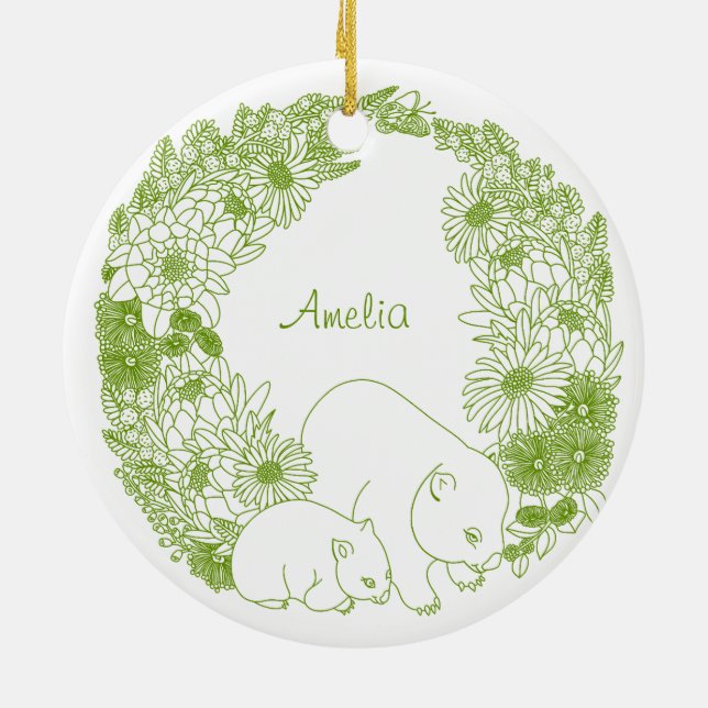 Ornamento De Cerâmica Verde de Natal da Mulher Personalizada (Traseira)