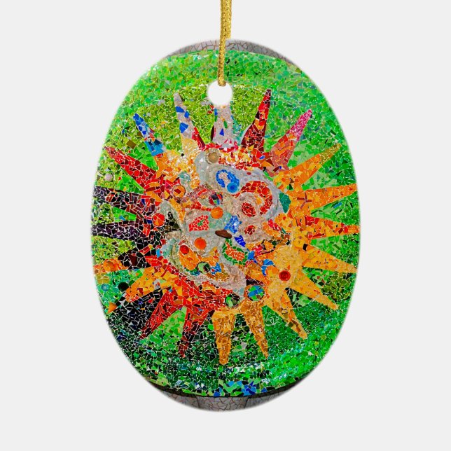 Ornamento De Cerâmica Verde do detalhe de Gaudi (Frente)