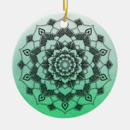 Ornamento De Cerâmica Verde limão Mandala Abstrato Belo Natal