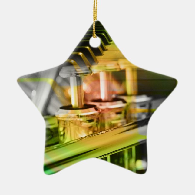 Ornamento De Cerâmica Verde musical do dueto (Frente)