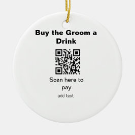 Ornamento De Cerâmica Verificação QR do solteiro para pagar ao noivo um