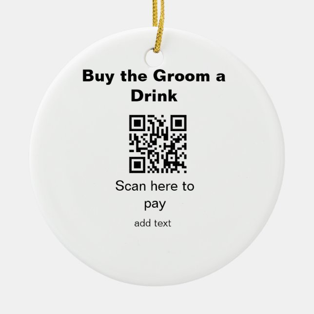 Ornamento De Cerâmica Verificação QR do solteiro para pagar ao noivo um  (Frente)