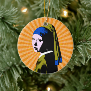 Ornamento De Cerâmica Vermeer Brinco de Pérola Pop Art