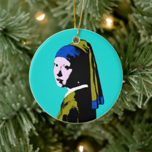 Ornamento De Cerâmica Vermeer Brinco de Pérola  Pop Art