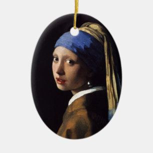 Ornamento De Cerâmica Vermeer Girl Pearl Enarrando pintura de arte