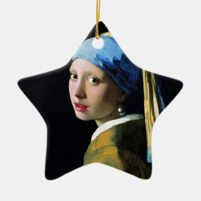 Ornamento De Cerâmica Vermeer - menina com um brinco da pérola (Frente)
