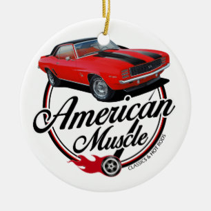 Ornamento De Cerâmica Vermelho americano Camaro do músculo