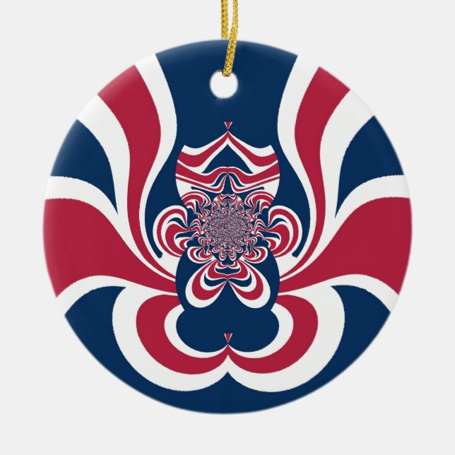 Ornamento De Cerâmica Vermelho Azul Caleidoscópio Impressão (Frente)