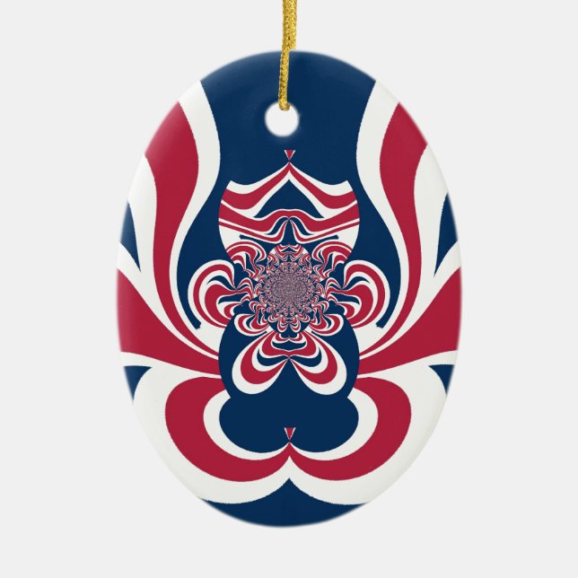 Ornamento De Cerâmica Vermelho Azul Caleidoscópio Impressão (Frente)