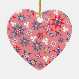 Ornamento De Cerâmica vermelho & azul do anjo da neve