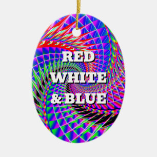 Ornamento De Cerâmica VERMELHO BRANCO e AZUL ( você pode mudar as palavr